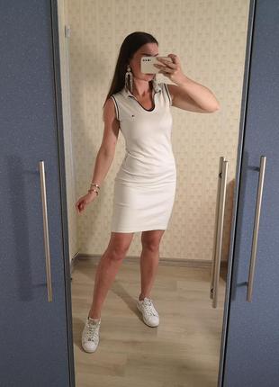 Белое летнее платье tommy hilfiger, платье поло, платье с воротником, polo ralph lauren, тенисное платье