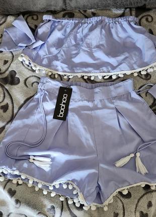 Костюм легенький  в стилі бохо літній шорти топ boohoo комплект