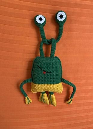 Жабка тянучка в'язана іграшка лягушка вязаная игрушка