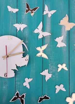 Оригінальні настінні годинники "метелики", годинник з метеликами, настінні годинники з дерева