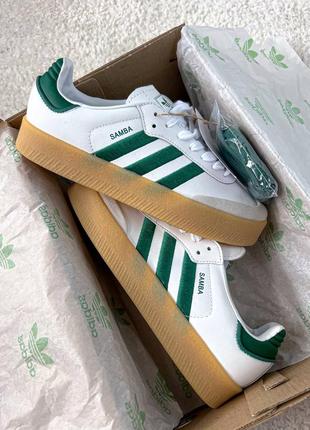 Женские кроссовки adidas samba platform white\green