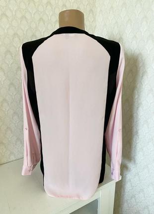 Стильная шифоновая рубашка черный розовый цвет р. м6 фото