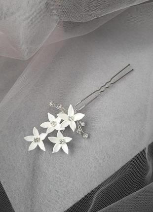 Весільна прикраса для волосся, шпильки з квітами в зачіску, прикраса у зачіску6 фото