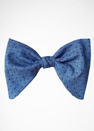 Галстук бабочка серо синяя в горох