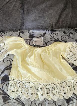 Лимонна блуза кроп топ мережево футболка