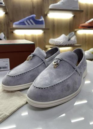Лофери loro piana grey suede 7