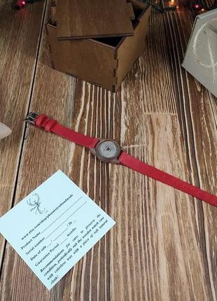 Годинник з дерева, жіночий годинник, грецький горіх, 10i2520 red7 фото