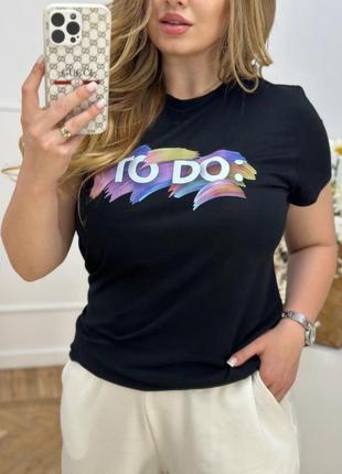 Футболка прямого кроя черная белая 447