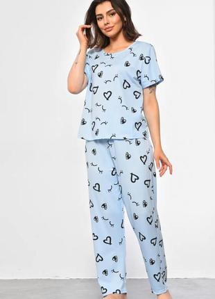 Пижама-двойка с принтом сердечки / футболка и штаны