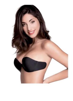 Невидимий безшовний гладкий бюстгальтер, ліфчик балконет пушап бежевий