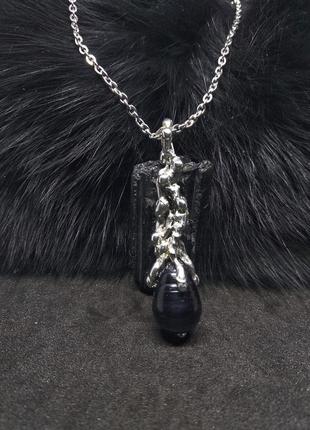 Кулон black pearl, черный жемчуг, сталь, олово3 фото