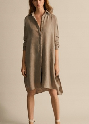 Льняное платье, рубашка massimo dutti l-xl