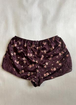 Шорты пижамные в цветочек с кружевом шортики мини ночные ночные ночнушка короткие