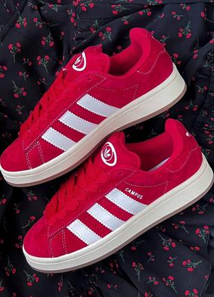 adidas normal campus red женские кроссовки адидас кампус замша3 фото