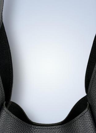 Женская кожаная сумка хобо "torba" черная ручной работы5 фото