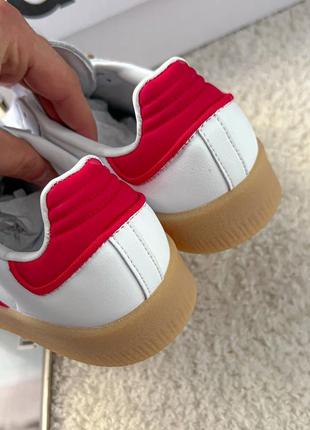 Adidas samba platform white red женские кроссовки адедас самба кожаные6 фото