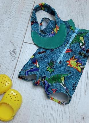 Бирюзовый купальный костюм, козырек и кроксы для мальчика babyborn 43см4 фото