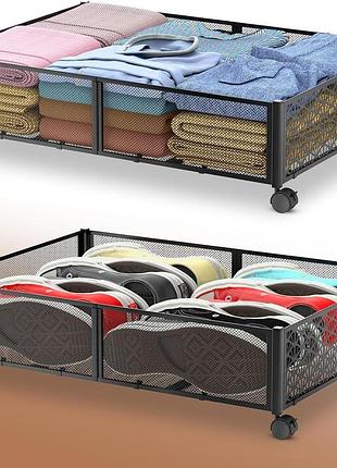 Innotic місце для зберігання під ліжком, місце для зберігання під ліжком на колесах, складні контейнери для зберігання взуття