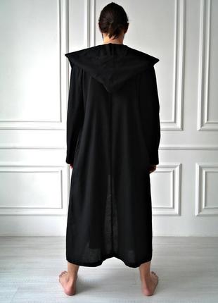 Чоловічий халат з капюшоном з натурального льону2 фото