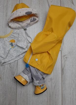 Жовтий дощовик, комбінезон, капелюх, взуття для ляльки babyborn 43см5 фото