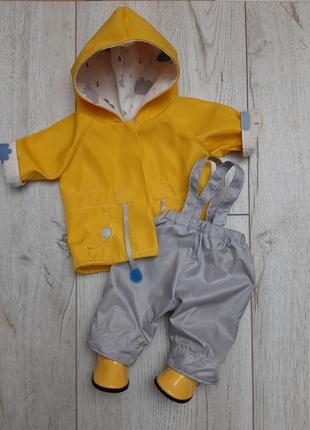 Жовтий дощовик, комбінезон, капелюх, взуття для ляльки babyborn 43см4 фото