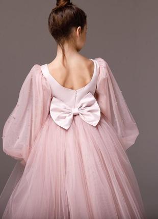 Выпускное платье для девочки микки атлас рукав бисер5 фото
