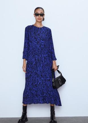 Платье миди zara животный принт