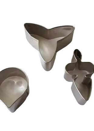 Форма для випічки печива каттер вирубка металева орхідея в наборі 3 штуки forkopt
