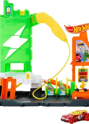Hot wheels трек заправочная станция для супер зарядки htn79 city super recharge fuel station