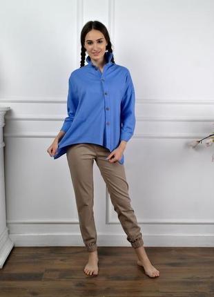 Асиметрична жіноча блузка, літня сорочка з льону asymmetrical tunic3 фото