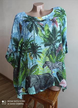 Лляна блуза в принт