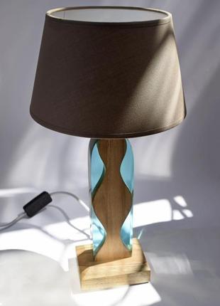 Світильник з дерева і епоксидної смоли, епоксидна лампа, нічник з епоксидної смоли2 фото