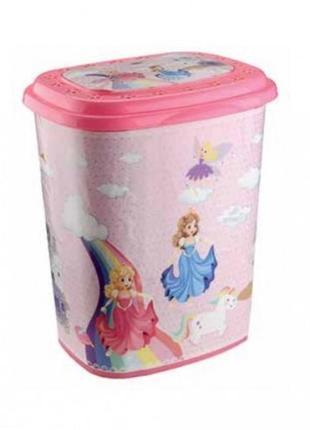 Корзина бак с крышкой для грязного белья большая пластиковая 339 elif plastik 43*34 cm...