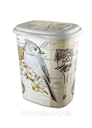 Корзина бак с крышкой для грязного белья большая пластиковая 339 elif plastik 43*34 cm...