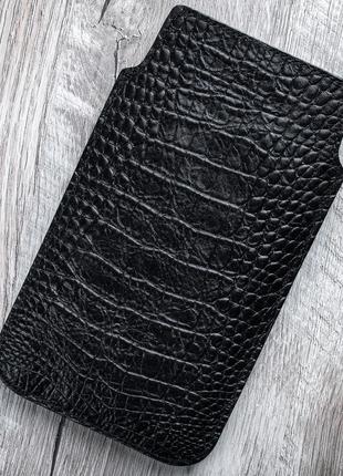 Чохол карман зі шкіри крокодила crocodille ручної роботи | чорний1 фото