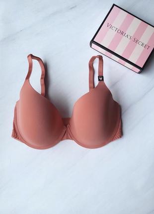 Бюстгальтер з гладкими чашками та мереживною шлейкою victoria's secret теракотовий