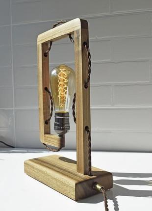 Деревянная настольная лампа эдисона, лампа ночник из натурального дерева, лампа в стиле лофт