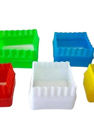 Вирубка квадратна для тіста печива та пряників кондитерська пластикова форми для тіста набір 5 шт forkopt