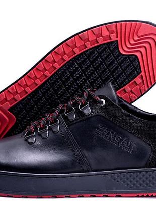Чоловічі шкіряні кеди zg aircross black and red