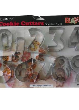 Форма для випічки печива каттер вирубка металева "цифри" в наборі 10 штук l 8 cm forkopt