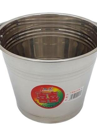 Ведро хозяйственное круглое из нержавейки d 22 cm h 18 cm 5 литров нержавеющая сталь forkopt