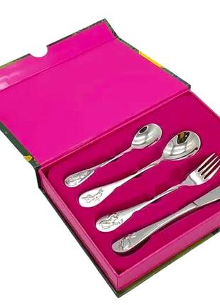 Набір дитячих столових приборів disney з нержавійки подарунковий в упаковці для дітей forkopt