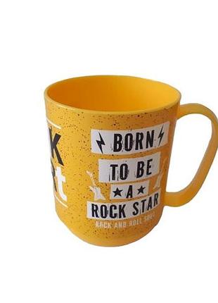 Кухоль пластиковий багаторазовий чашка пластмасова з ручкою h 9,5 cm 350 мл