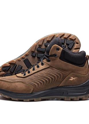 Мужские зимние кожаные ботинки reebok classic olive
