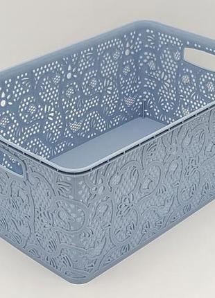 Кошик пластиковий без кришки ажур tuffex 8204 ящик для зберігання речей 40*27 cm h 17 cm 17 л forkopt2 фото