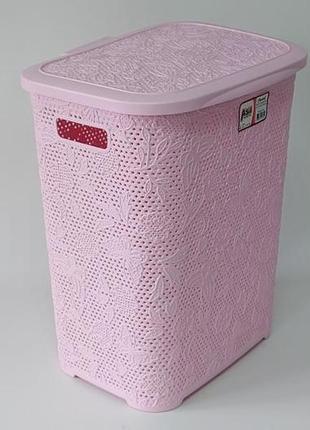 Корзина бак с крышкой для грязного белья большая пластиковая №300 asil 45 литров 41,5...