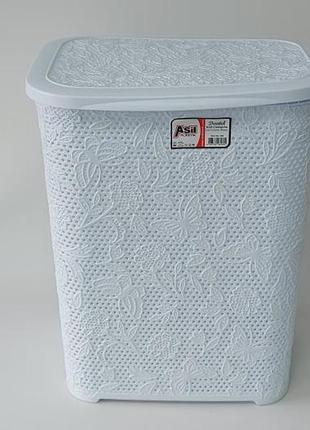 Корзина бак с крышкой для грязного белья большая пластиковая №300 asil 45 литров 41,5...