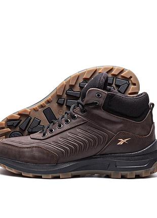 Мужские зимние кожаные ботинки reebok classic brown
