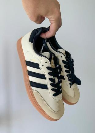 Розкішні жіночі кросівки adidas samba og cream black бежево-чорні