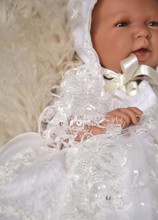 Комплект для хрещення royal : хрестильне плаття і чепчик6 фото